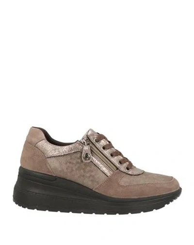 Enval Soft Woman Sneakers Taupe Size 8 Leather In Gray