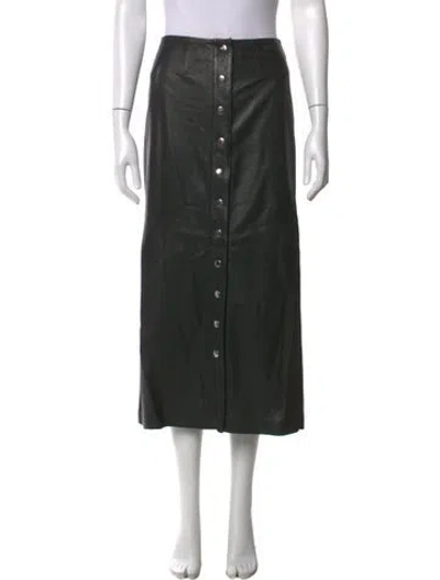 Pre-owned Envelope1976 Lamb Leather Long Skirt In Black