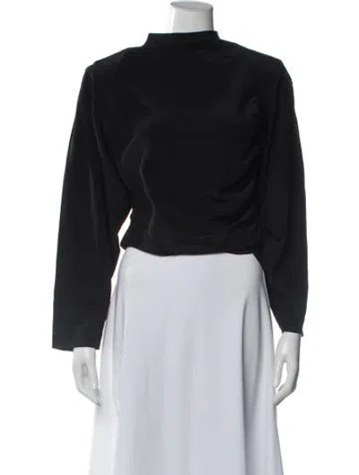 Pre-owned Envelope1976 Silk Mock Neck Blouse In Black