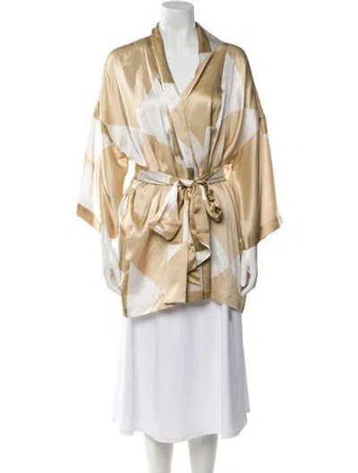 Pre-owned Envelope1976 Silk Printed Robe In Neutral