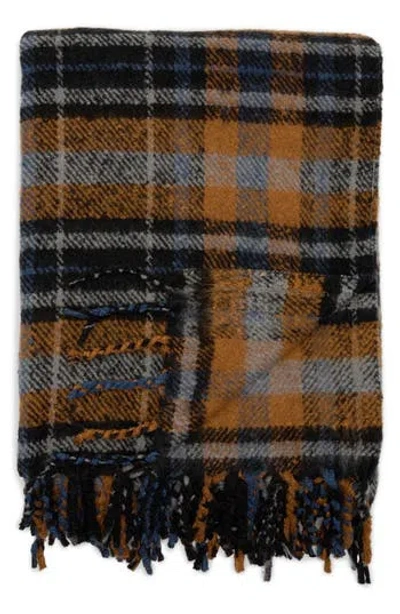 Envogue Harrier Plaid Throw Blanket In Navy