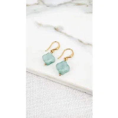 Envy Gold & Blue Fleur Dropper Earrings In Green