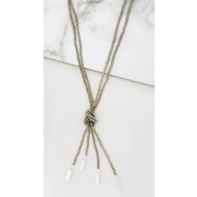Envy Grey & Silver Crystal Knot Necklace In Gray