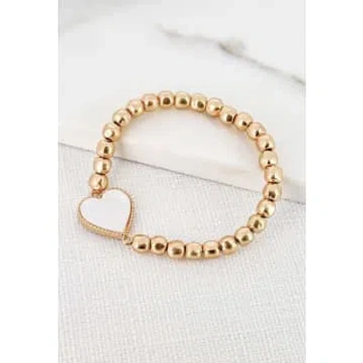 Envy Jewellery Ball Bracelet With Off-white Heart Pendant