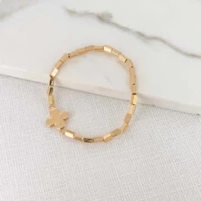 Envy Jewellery Gold Block Chain With Flower Pendant Bracelet
