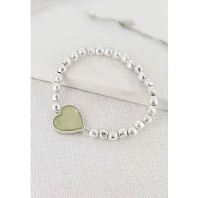 Envy Jewellery Silver Ball Bracelet With Heart Pendant In Metallic