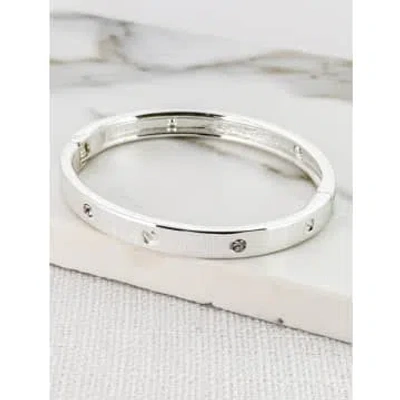 Envy Silver Bangle With Crystals In Metallic