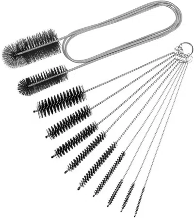 Enxt 10pcs Flexible Drain Brush Straw Cleaner Brush Set,pipe Cleaners Brush,61inch Stainless Steel Double In Black