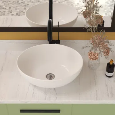 Enxt 16x13 Inch White Ceramic Oval Vessel Bathroom Sink
