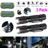 Enxt 2 Pack Usb Rechargeable Led Flashlight Adjustable Focus 3-modes Outdoor Mini Flashlight W/ Usb Cable In Black