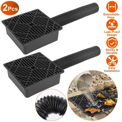 Enxt 2pcs 4.9ft Flexible Extendable Hose Gutter Downspout Extension Low Profile No Deep Digging Catch Bas In Black