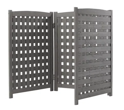 Enxt 3-panel Outdoor Air Conditioner Fence Screen, Outside Wood Privacy Fence, 32" W X 38" H In Gray