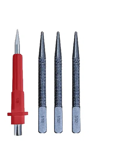 Enxt 4 Piece Nail Setter & Center Punch Set 4" Wood Metal Super Impact Resistance Usa In Red