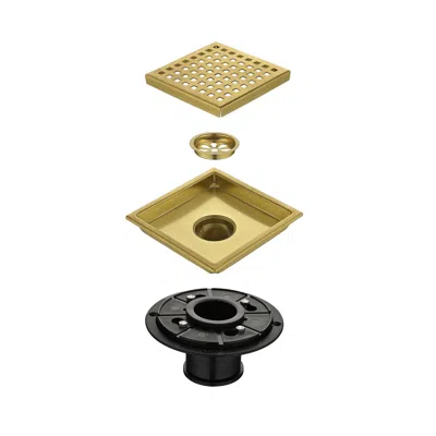 Enxt 6 Inch Square Shower Floor Drain Square Shower Floor Drain With Flange,pattern Grate Removable,food- In Gold