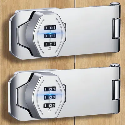 Enxt Door Lock, Sliding Closet Door Locks For Double Doors Cabinet Lock Anti-pry Keyless 3-digit Password In Silver