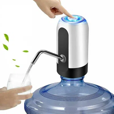 Enxt Electric Drinking Water Bottle Pump, Usb Charging Automatic Drinking Water Dispenser, 5 Gallon Water In White