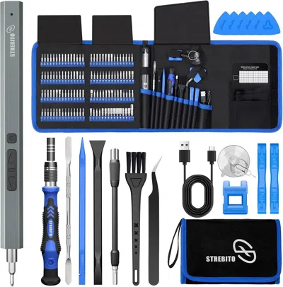 Enxt Electric Screwdriver, 144-in-1 Precision Screwdriver Set, 120 Magnetic Bits, Organized Storage And P In Blue