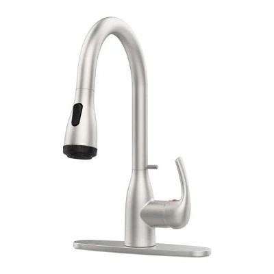 Enxt Kitchen Faucet With Pull Down Sprayer And 4 Spraying Modes Brushed Nickel Commercial 1 Or 3 Hole Kit In Silver
