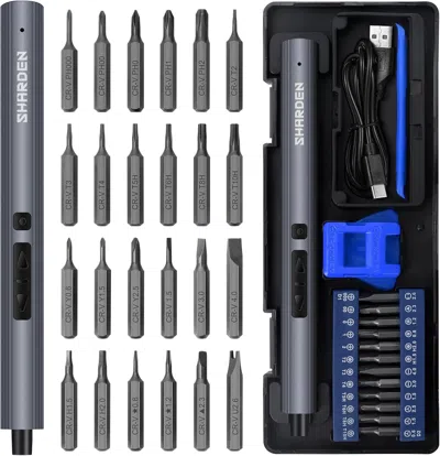 Enxt Mini Electric Screwdriver, 29 In 1 Small Electric Screw Driver Kit With 24 Magnetic Bits, Precision  In Blue