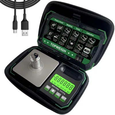 Enxt Pocket Scale, Dual Powered, Precision Gram Jewelry Scale With Zipper Case, Digital Small Coin Scale, In Green