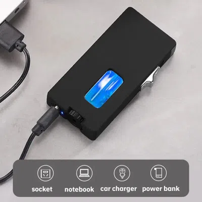 Enxt Premium Windproof Lighter - Father's Day Gift Blue Flame Butane Lighter With Fuel Gauge In Black