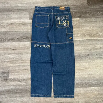 Pre-owned Enyce X Jnco Crazy Vintage Y2k Enyce Baggy Wide Leg Front Pocket Jeans In Navy