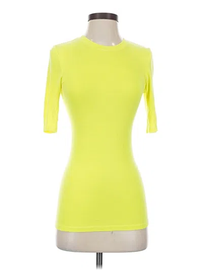 Pre-owned Enza Costa 3/4 Sleeve Top Yellow Boatneck Tops