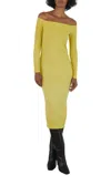 Enza Costa A Coste Off-the-shoulder Ribbed Jersey Midi Dress In Yellow