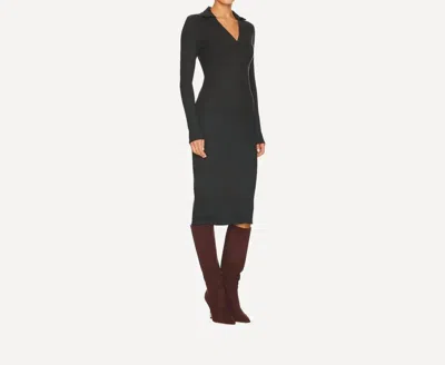 Enza Costa A Coste L/s Polo Dress In Dark Cedar In Black