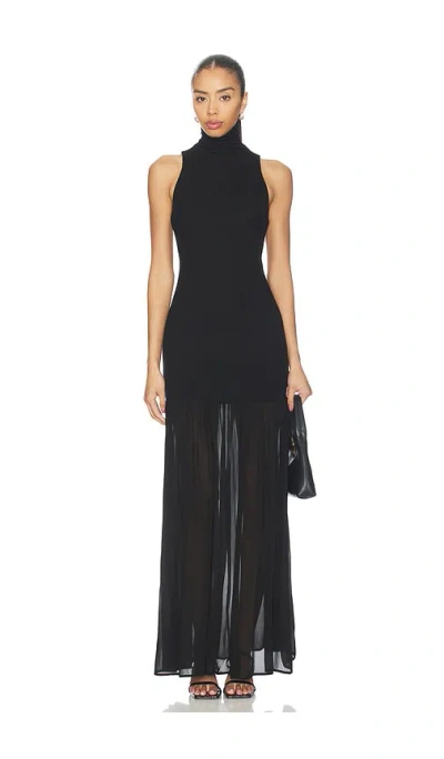 Enza Costa Airy Halter Turtleneck Dress In Black