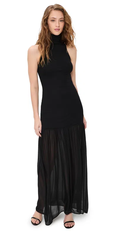 Enza Costa Airy Halter Turtleneck Dress Black