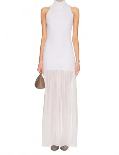 Enza Costa Airy Halter Turtleneck Dress In Mist In Gray