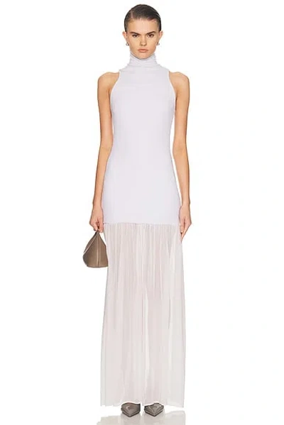 Enza Costa Airy Halter Turtleneck Dress In White