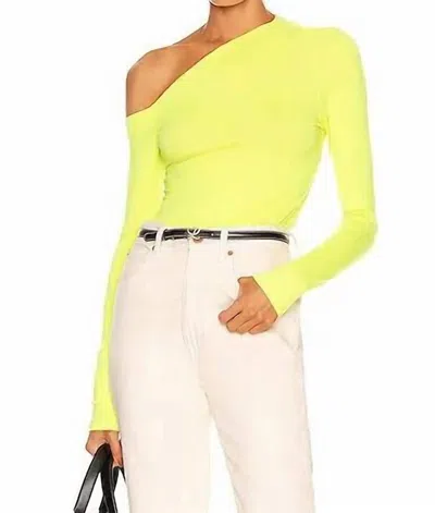 Enza Costa Angled Exposed-shoulder L/s In Citron In Yellow