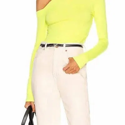 Enza Costa Angled Exposed-shoulder L/s In Citron In Blue