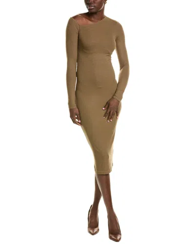 Enza Costa Angled Silk-blend Midi Dress In Neutral
