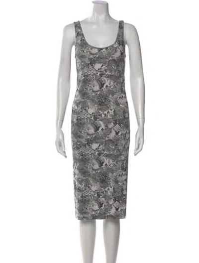 Pre-owned Enza Costa Animal Print Knee-length Dress In Gray