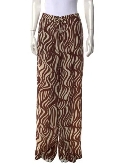 Pre-owned Enza Costa Animal Print Wide Leg Pants W/ Tags In Multicolor