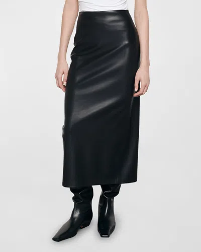 Enza Costa Ankle-length Faux Leather Skirt In Black