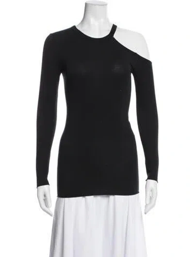 Pre-owned Enza Costa Asymmetrical Long Sleeve Top In Blue