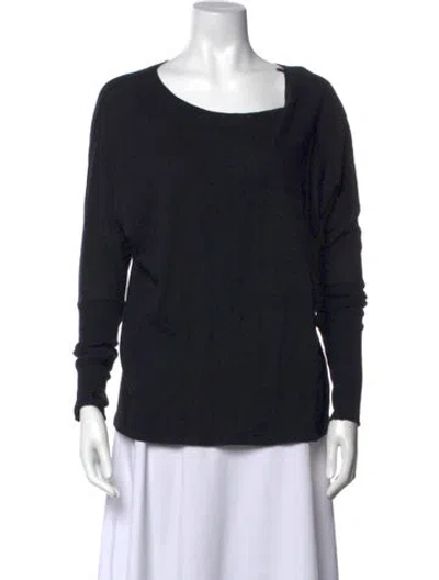 Pre-owned Enza Costa Asymmetrical Long Sleeve Top In Blue