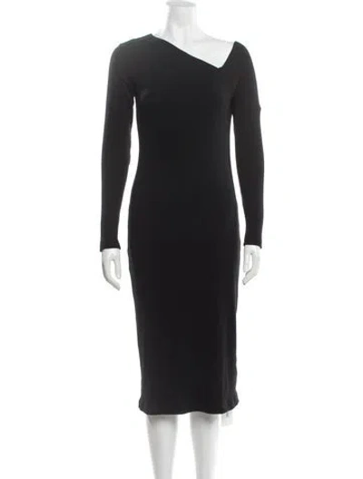 Pre-owned Enza Costa Asymmetrical Midi Length Dress In Black