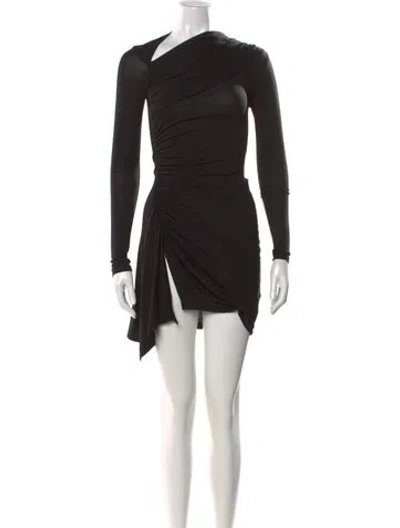 Pre-owned Enza Costa Asymmetrical Mini Dress In Black