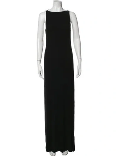Pre-owned Enza Costa Bateau Neckline Long Dress In Black