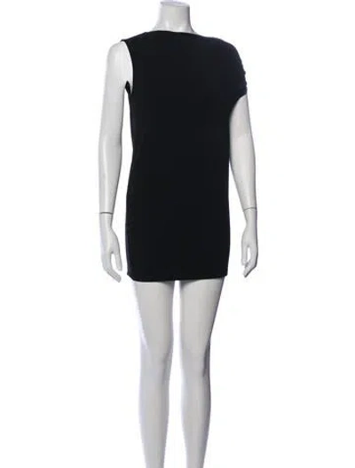 Pre-owned Enza Costa Bateau Neckline Mini Dress W/ Tags In Black