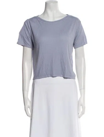 Pre-owned Enza Costa Bateau Neckline Short Sleeve Crop Top In Blue