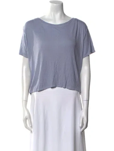 Pre-owned Enza Costa Bateau Neckline Short Sleeve T-shirt In Blue