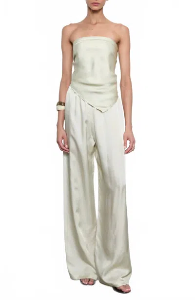 Enza Costa Beach Glass Fluid Twill Pant In White In Green