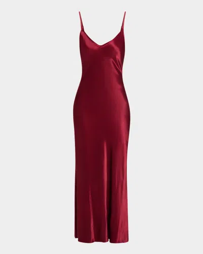 Enza Costa Bias-cut Satin Slip Dress In Ruby