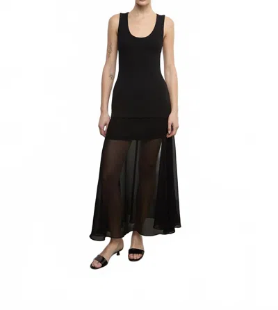 Enza Costa Japanese Yoryu Chiffon Skirt In Black